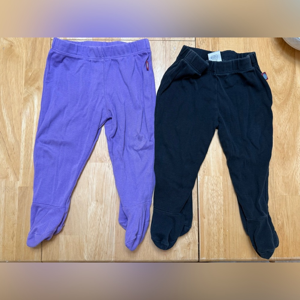 City Threads Purple and Black Baby Pants with feet, 9-12 months